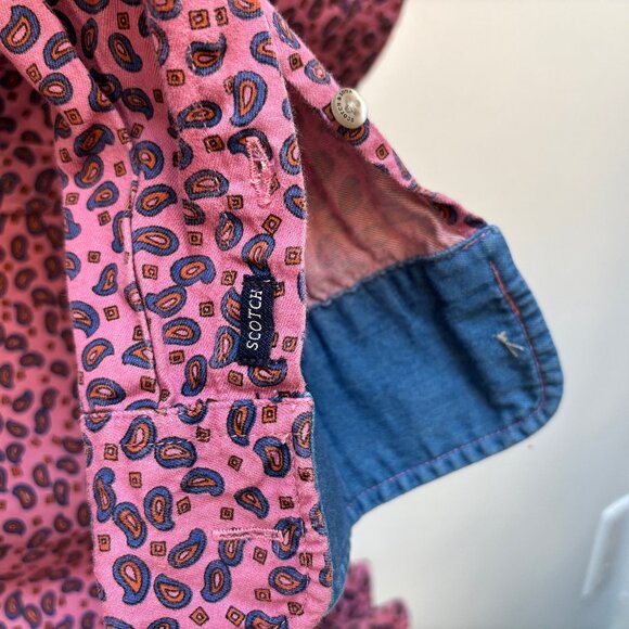 Scotch & Soda Amsterdam Cotton Paisley Button-Up Shirt - S/M - Picture 4 of 12